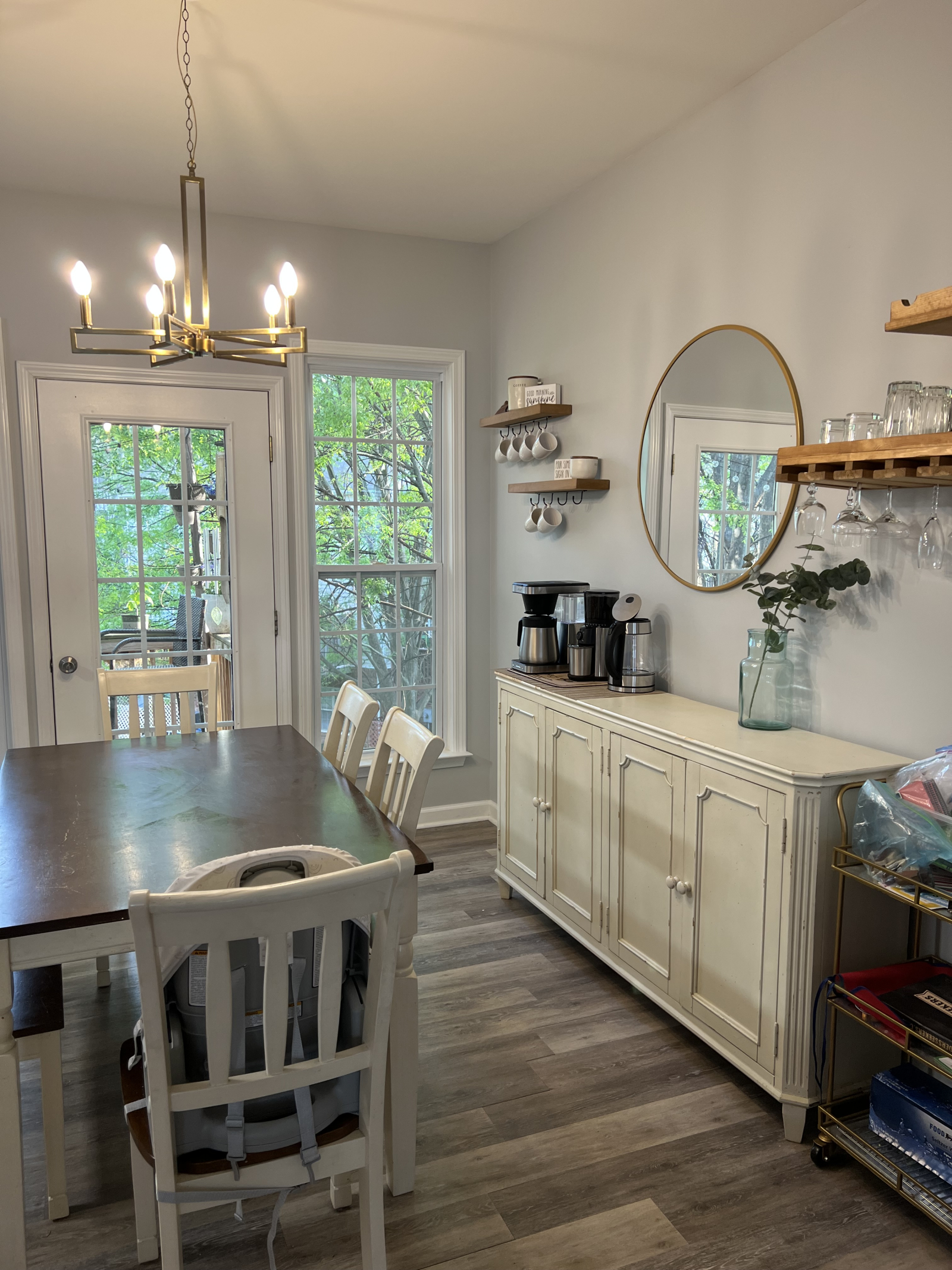 Bright open dining area with coffee bar area and wine bar area