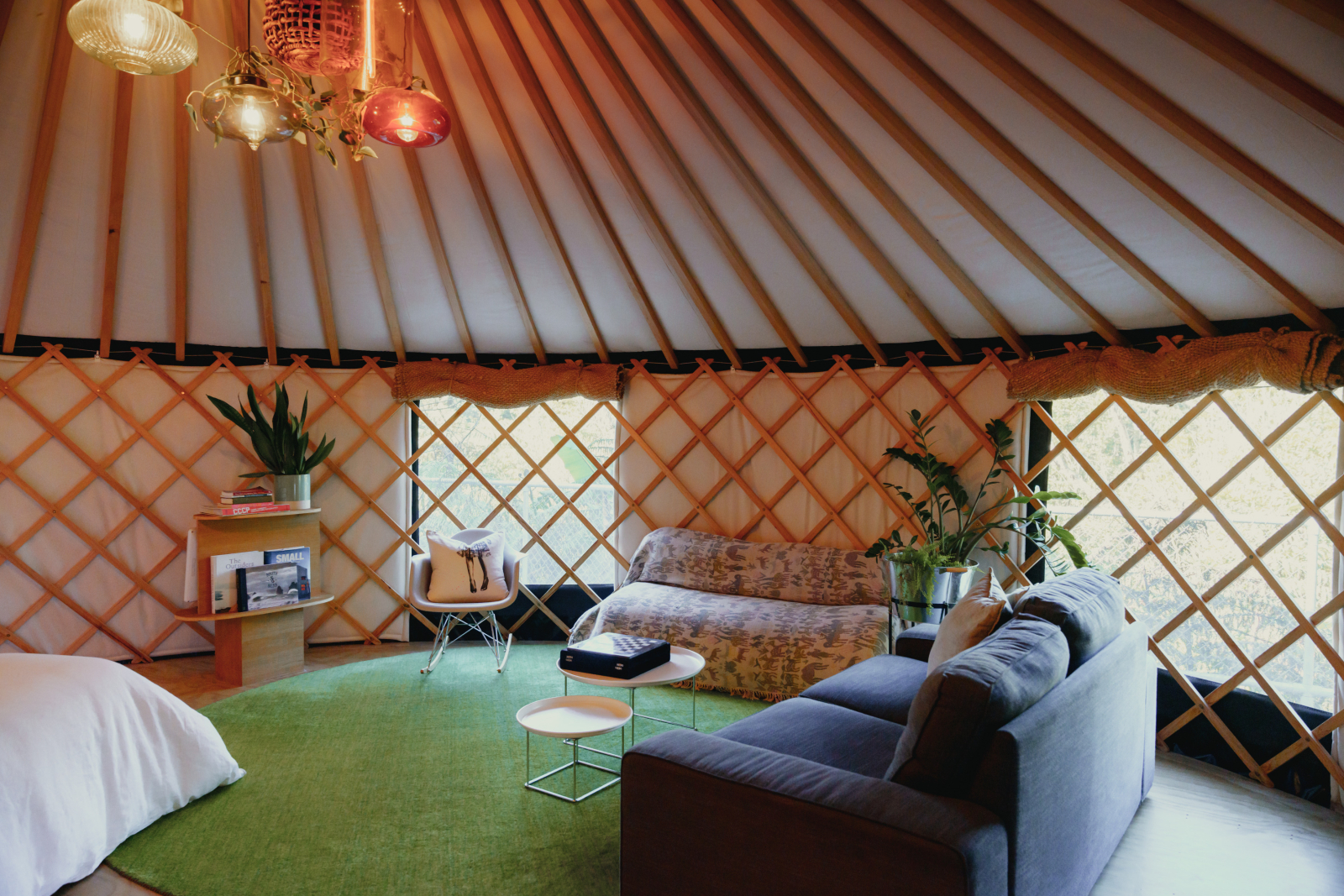 YURT surrounded by trees