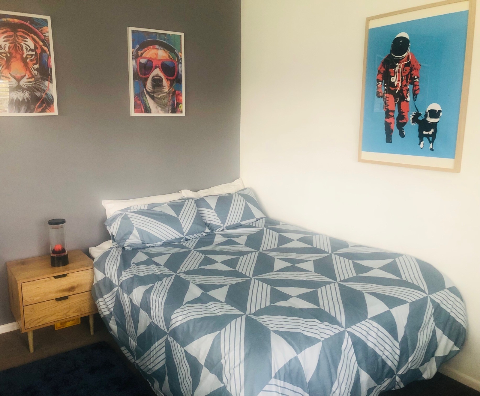Bedroom 2 with double bed and desk workspace