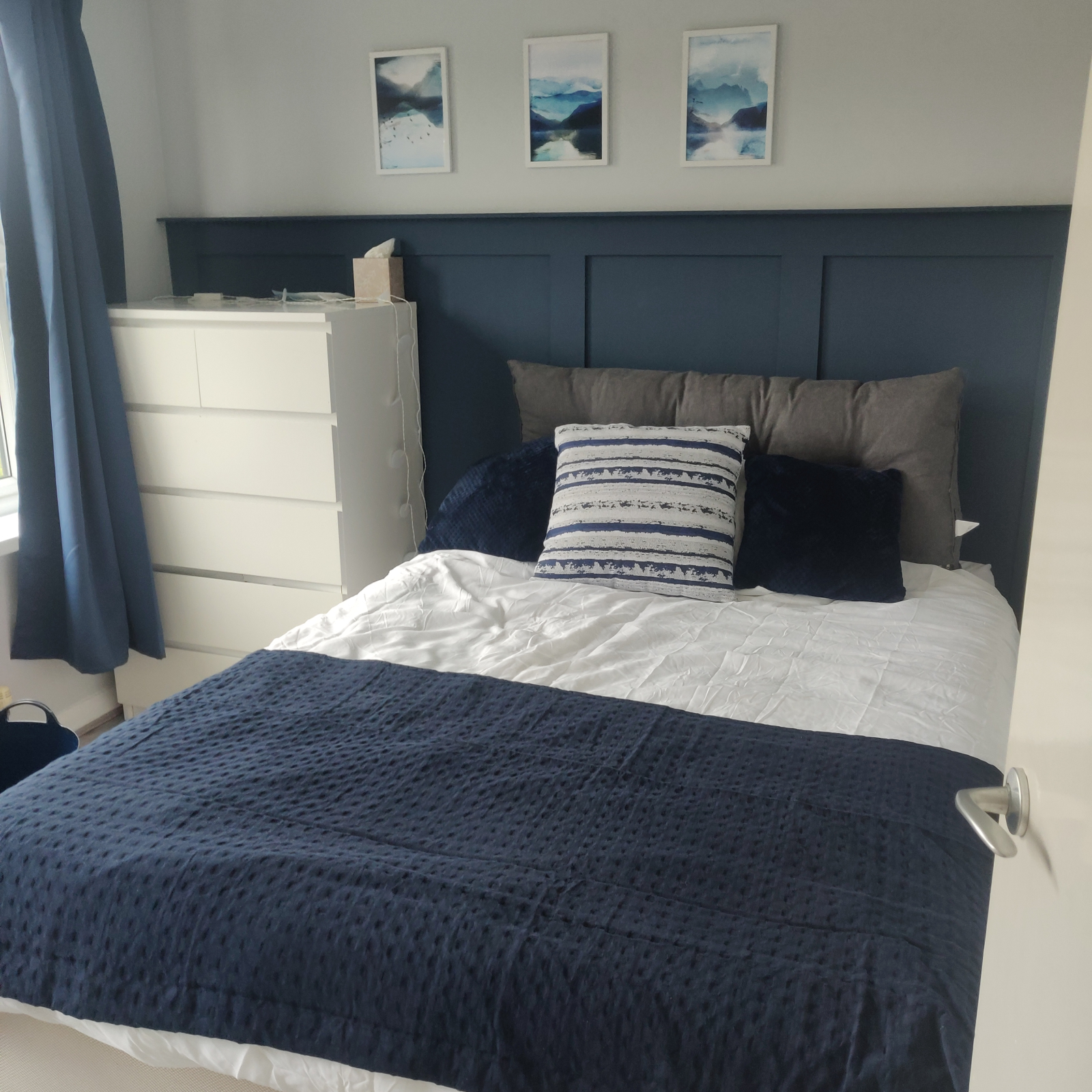 Guest room. Double bed. One wardrobe and two chest of drawers.