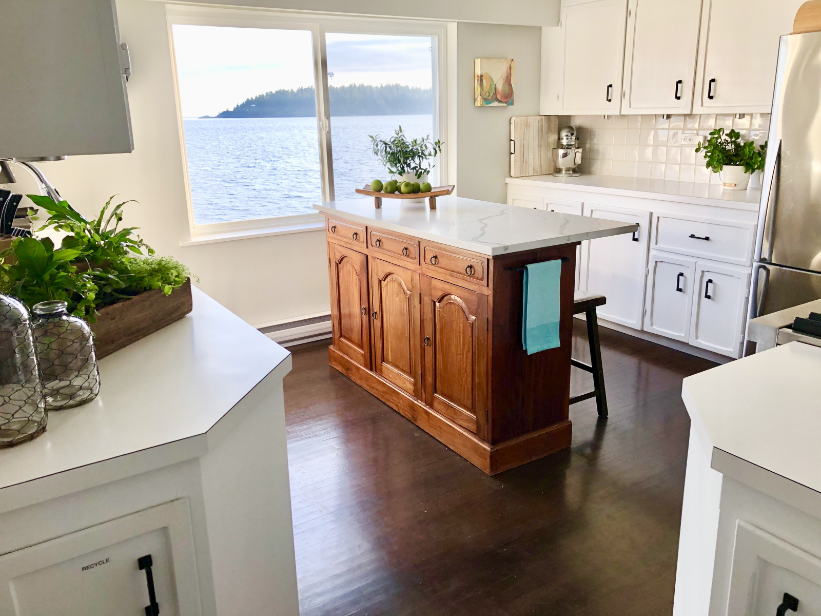 This island is the heart of our kitchen where we gather around for food prep or appetizers. Standing ...