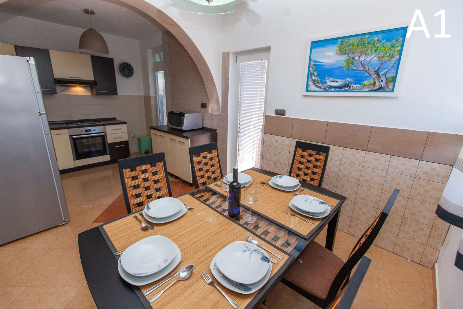 Spacious family apartment with terrace & sea view near Crikvenica