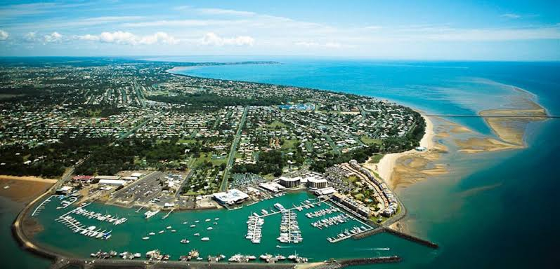 Aerial shot of Hervey Bay Marina.