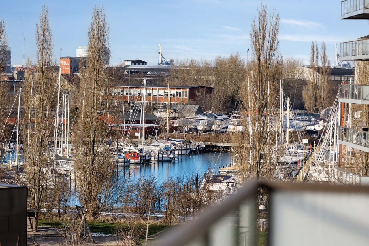 View from the balcony to a tiny harbor