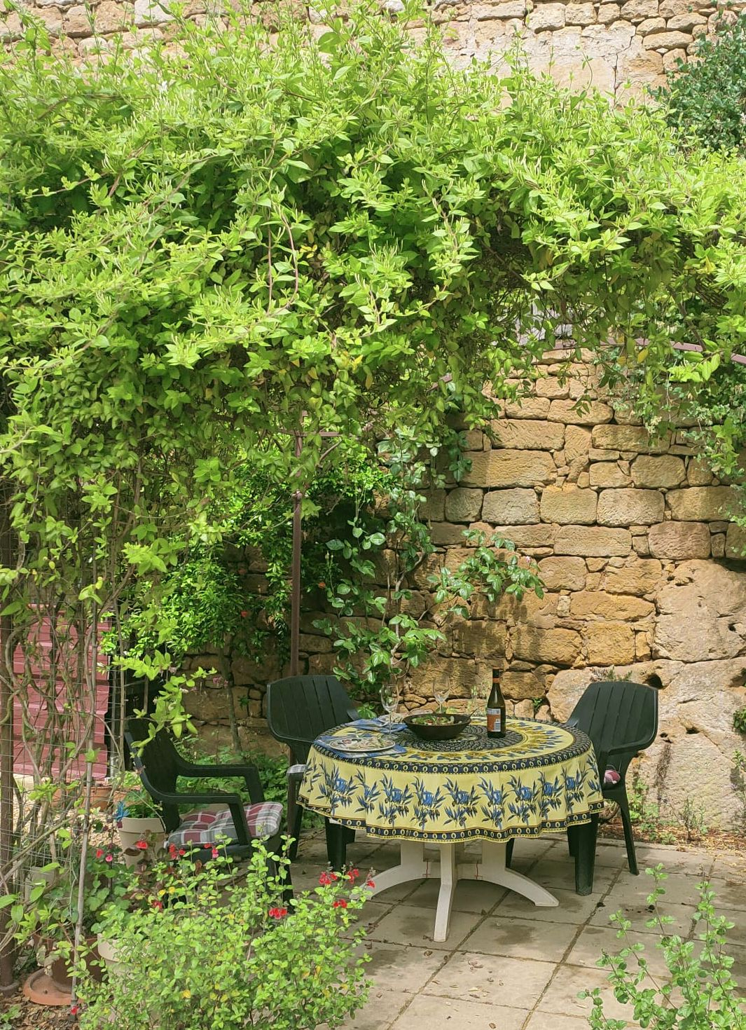 Enjoy dining in the lovely shaded garden terrace
Profitez d'un repas sur la charmante terrasse ombr ...