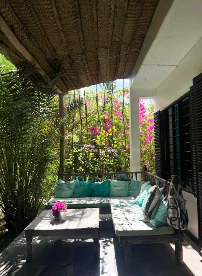 As Zanzibar has 27-32 degrees C  all year around most time is spent outside and in this sofa