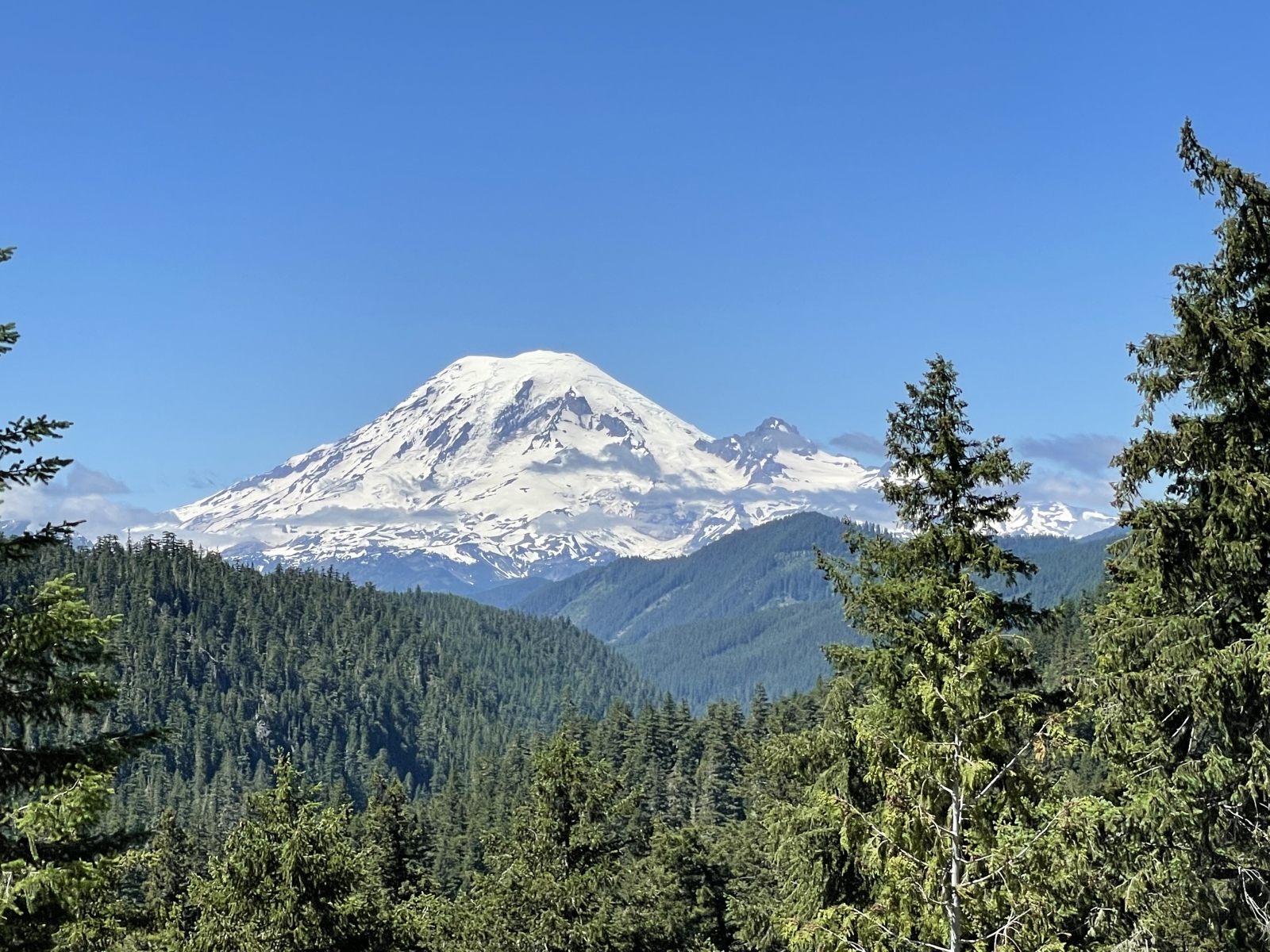 Capanna con vista sulla montagna sul fronte del fiume vicino al Monte Rainier