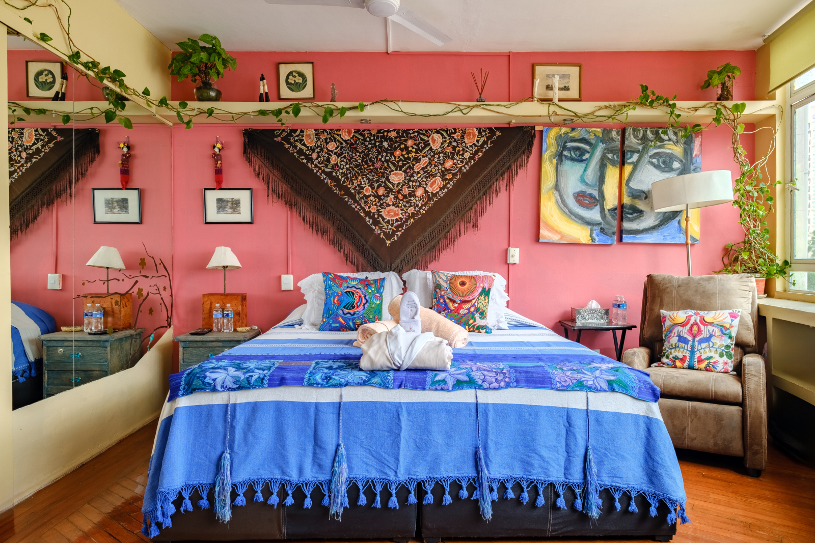 Relax in our King Size oasis with private bathroom and terrace access. Comes equipped with a compact ...