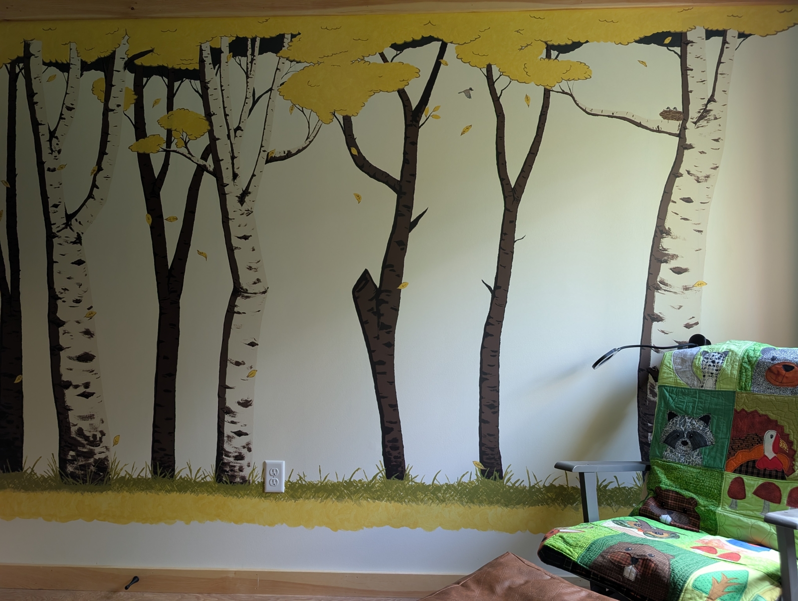 Nursery mural in evening light