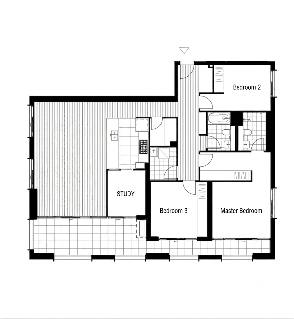 Spacious 3BR+study family apt across from Sydney Metro, historic showground & bush