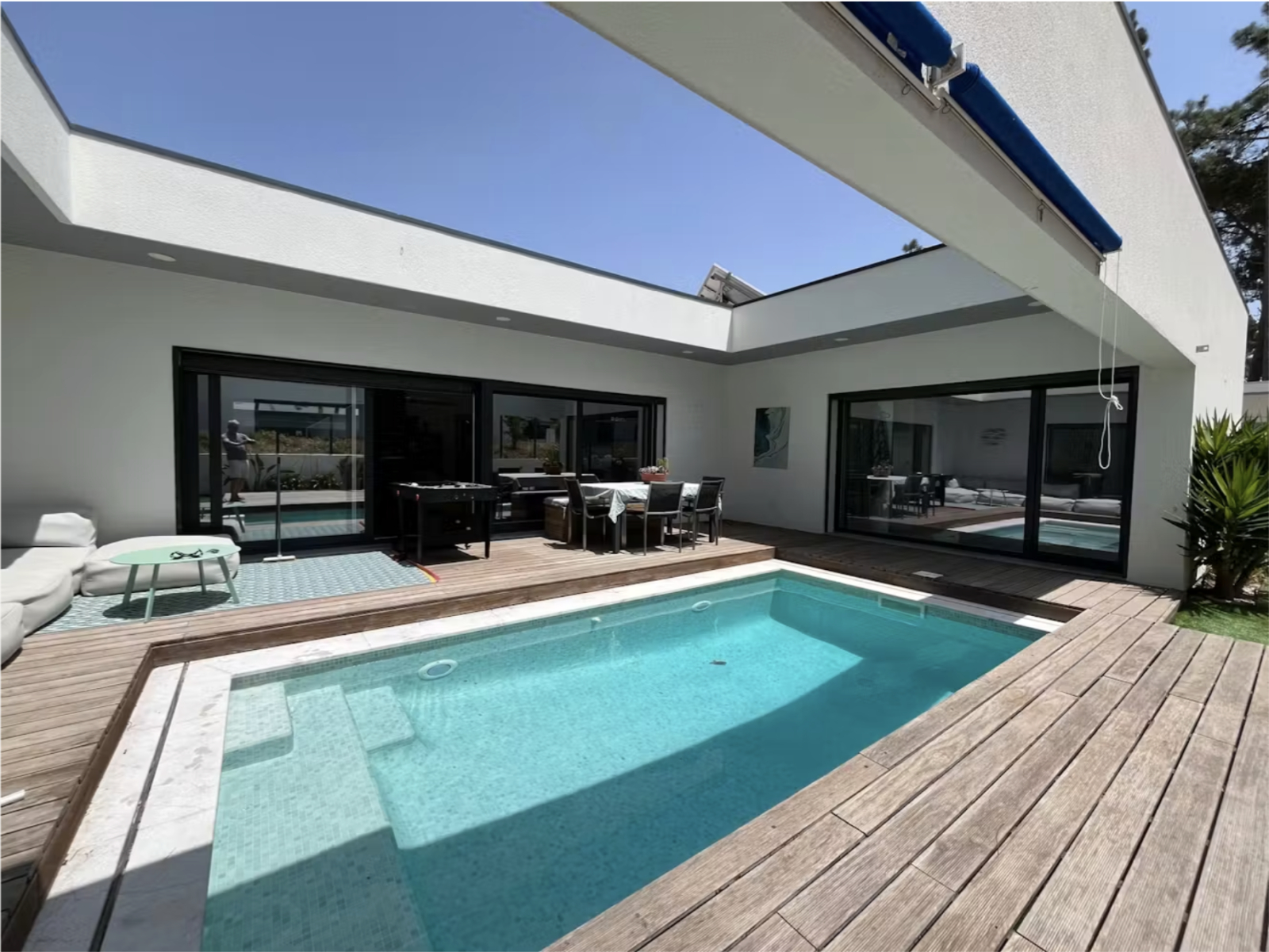 Pool area. The deck slides over to cover the pool