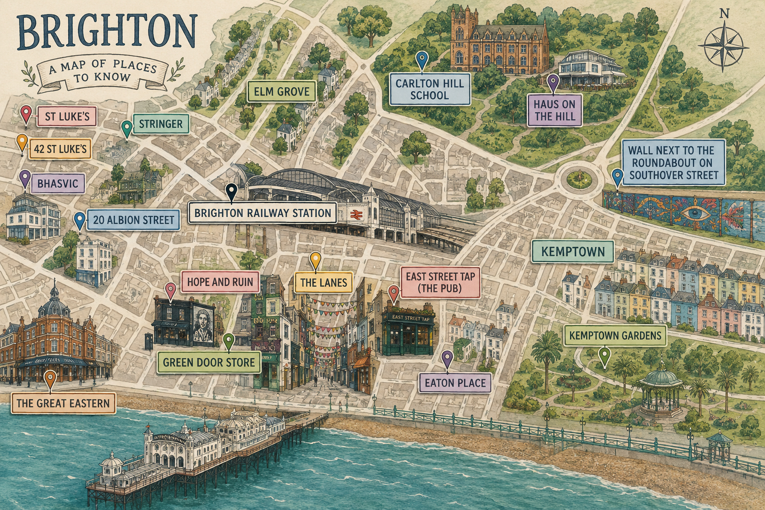 Charming and open flat 5 minute walk from the sea in the village of Kemptown