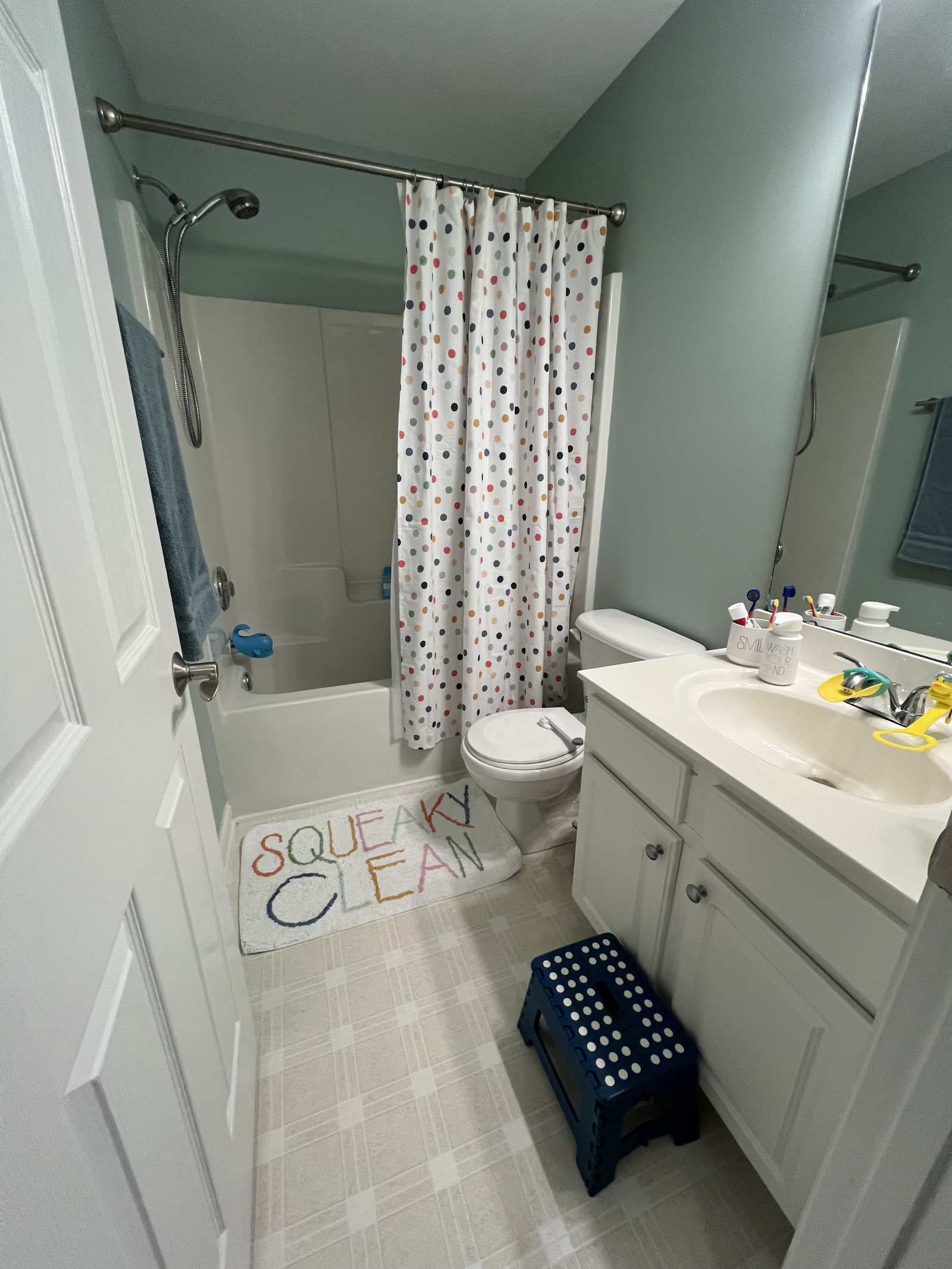 Toddler-friendly hallway bathroom