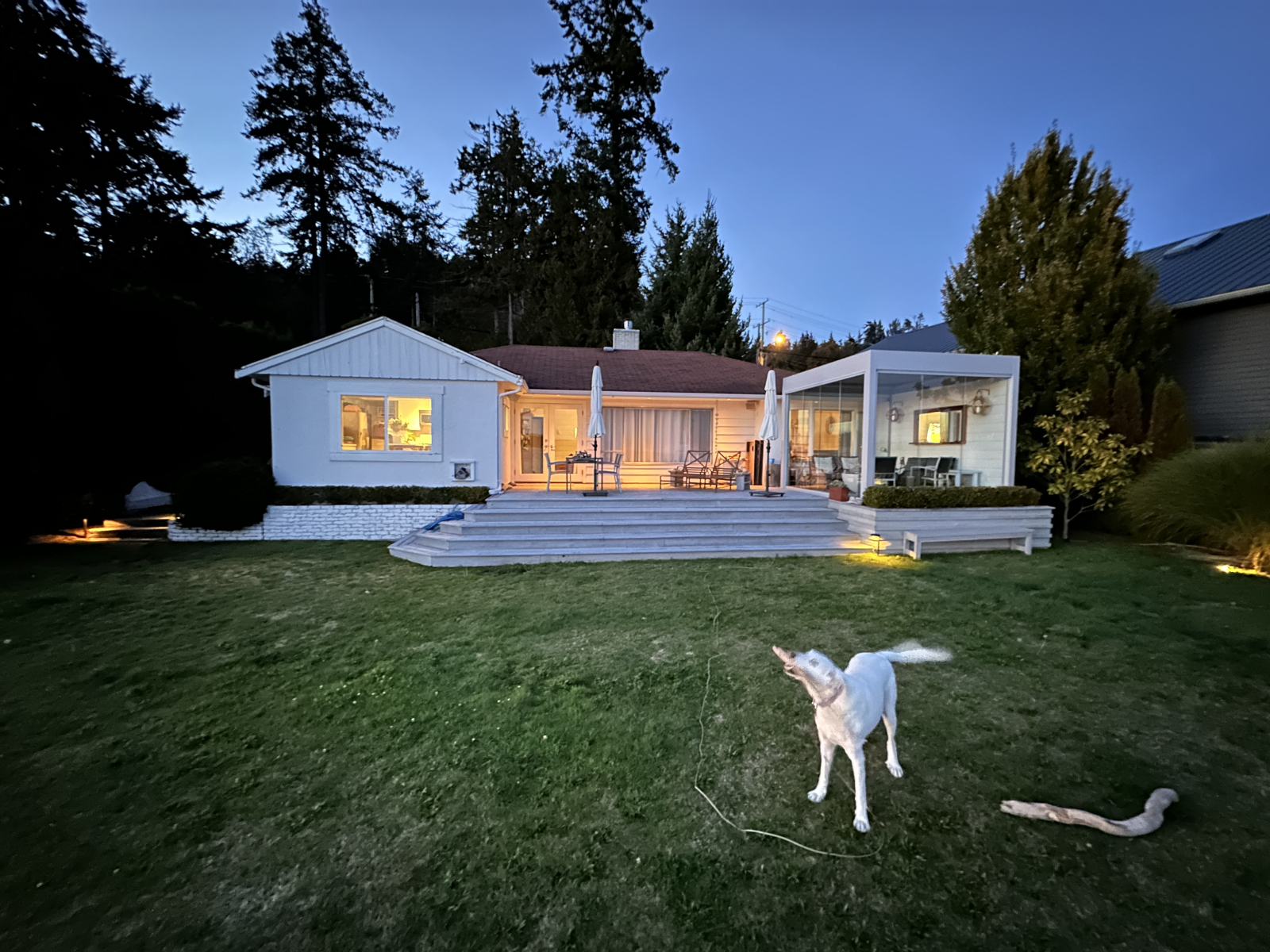The house was built in the 1950s and barged from West Vancouver to this site in 1976.