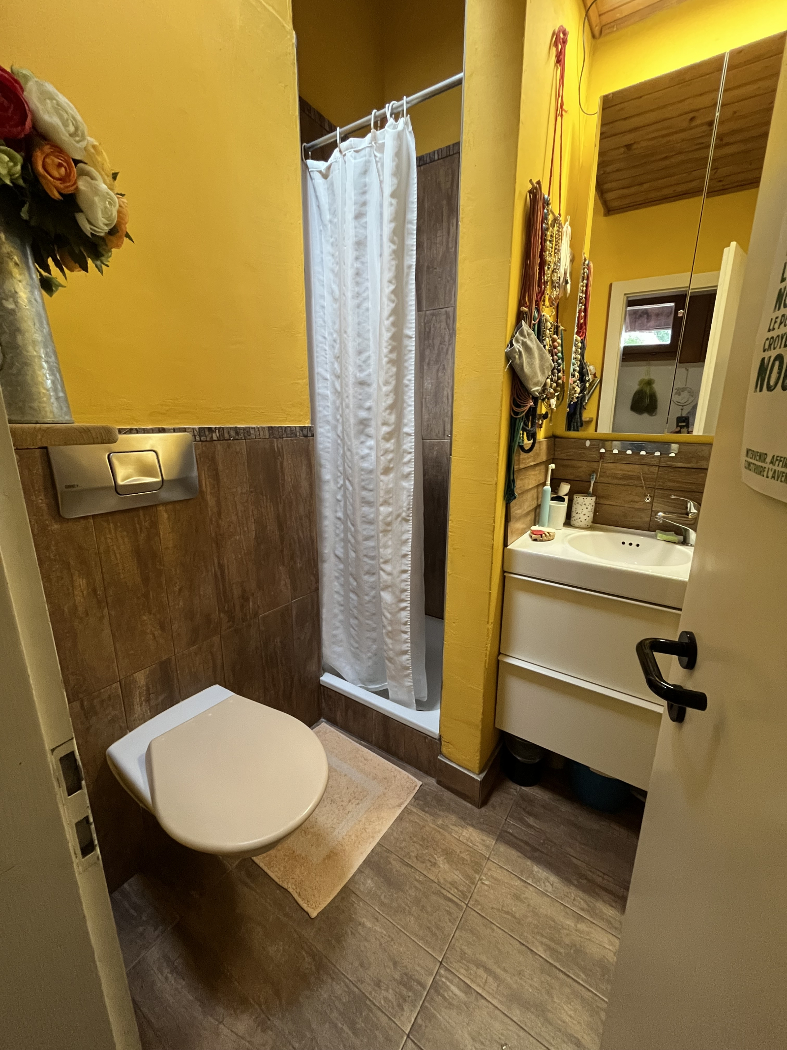 C'è anche una doccia e servizi igienici che viene utilizzato per la camera degli ospiti.