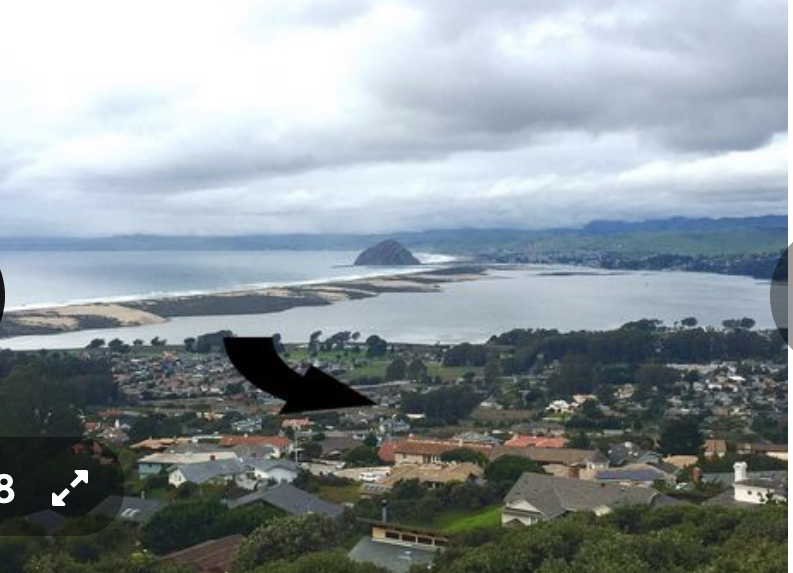 Our lovely town of Los Osos, looking toward Morro Bay and the Pacific ocean. The black arrow points ...