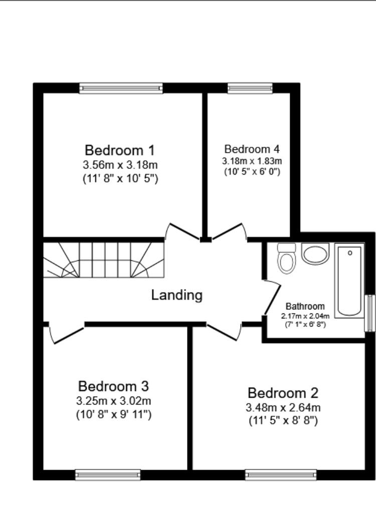 Plano de la planta de arriba. La cama 4 es la sala de cristal/manualidades que estará cerrada con llave.