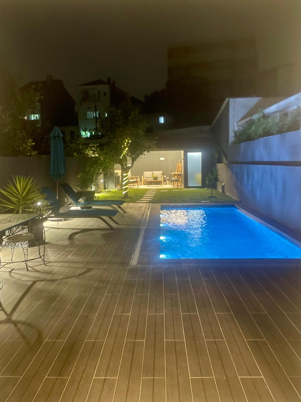 Deck area by night