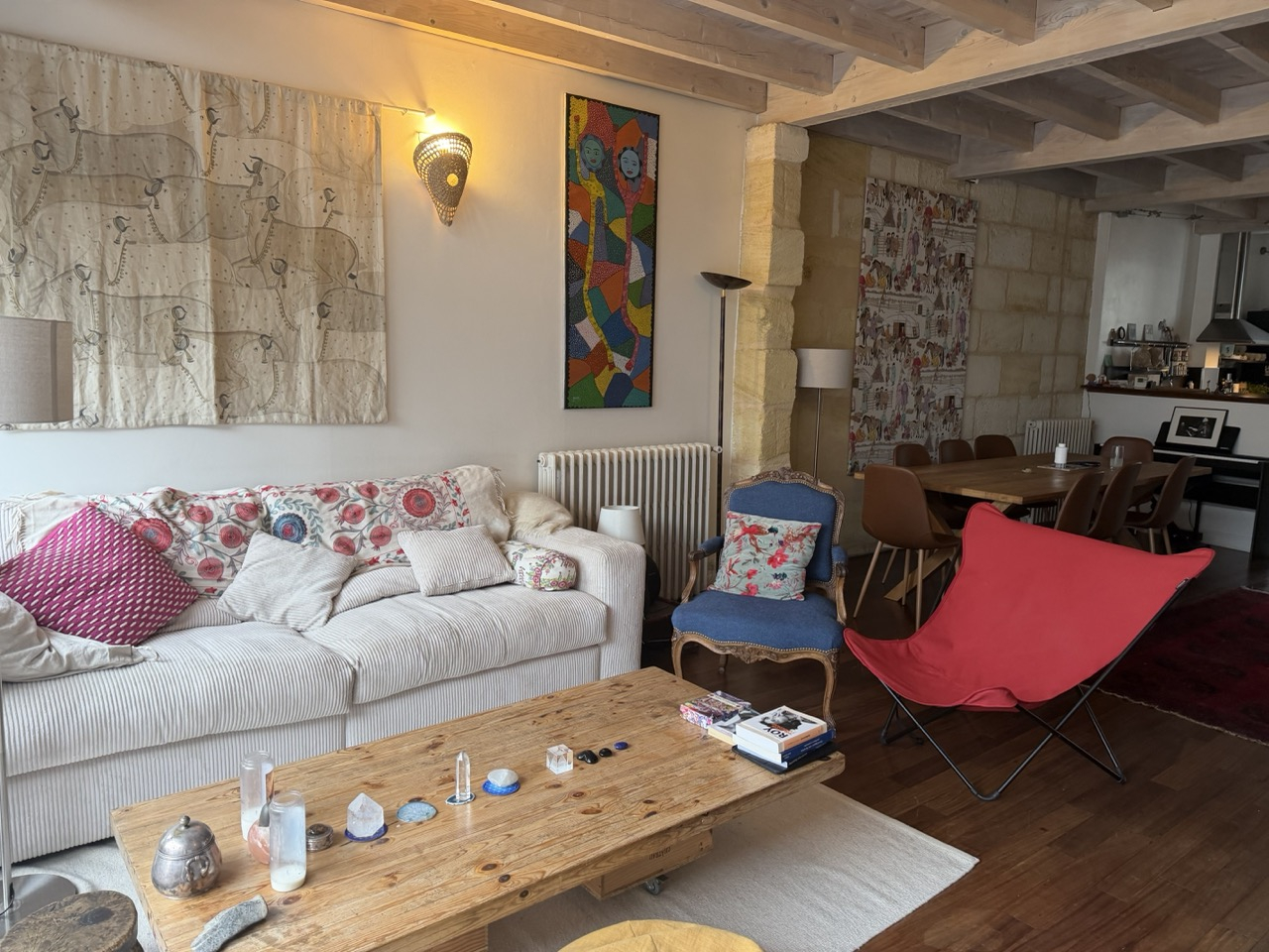 Cosy corner, beautiful exotic wood parquet