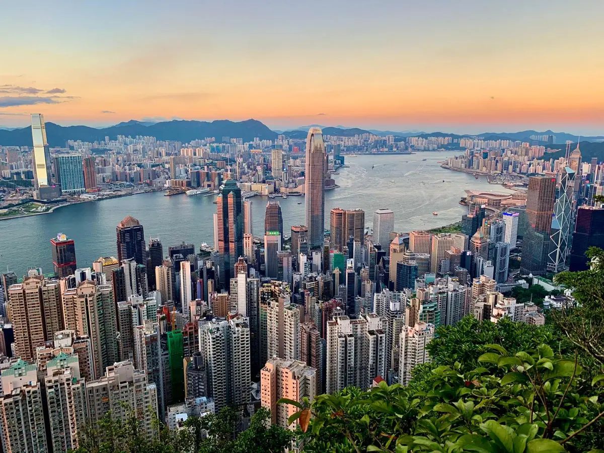 Walking the Lugard Road loop around the top of Victoria Peak - we think it's one of the best walks in the world and you never get tired of that view!