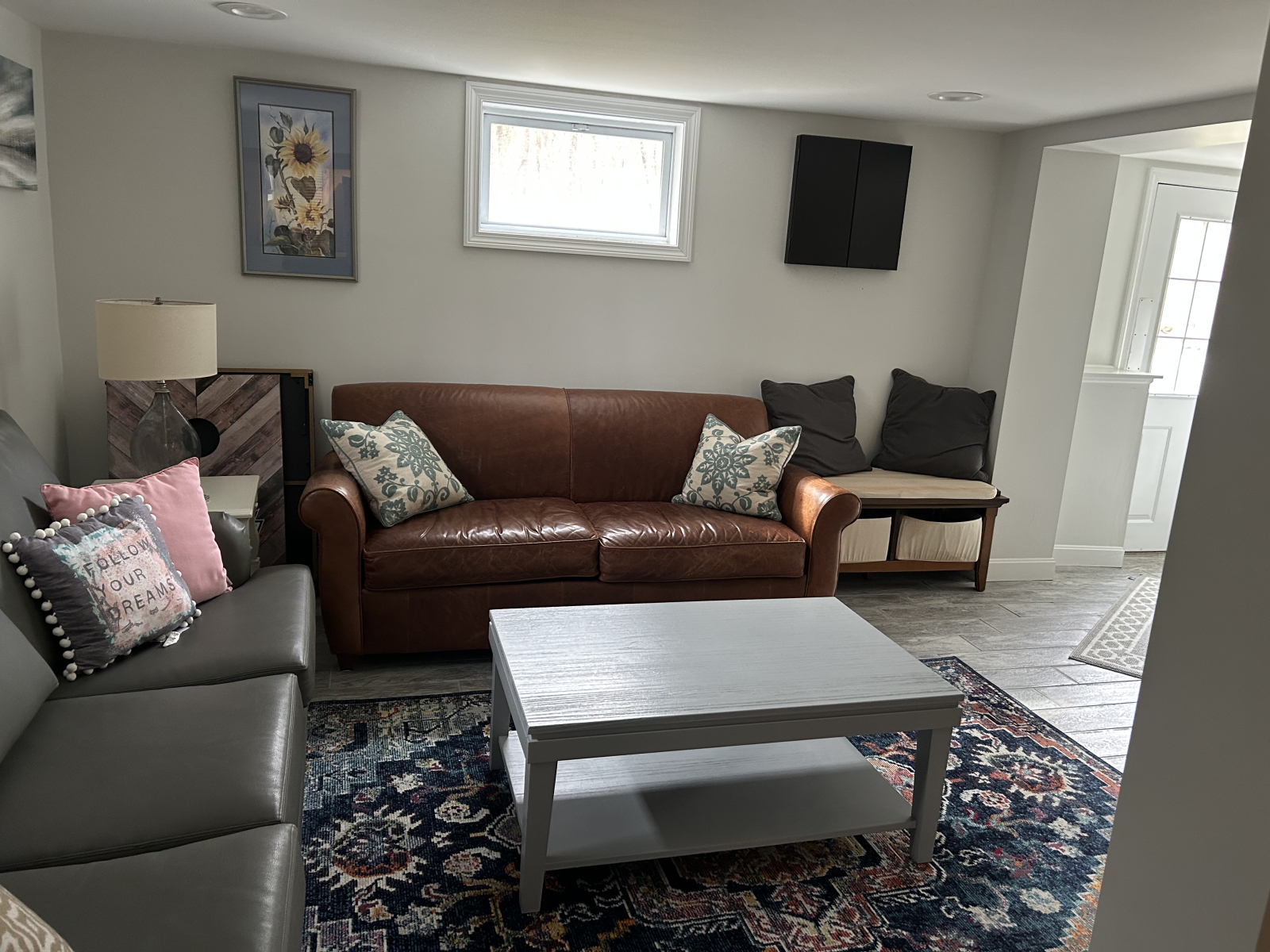 Additional couches(one is a sleeper sofa)
Entrance apt and to backyard/patio