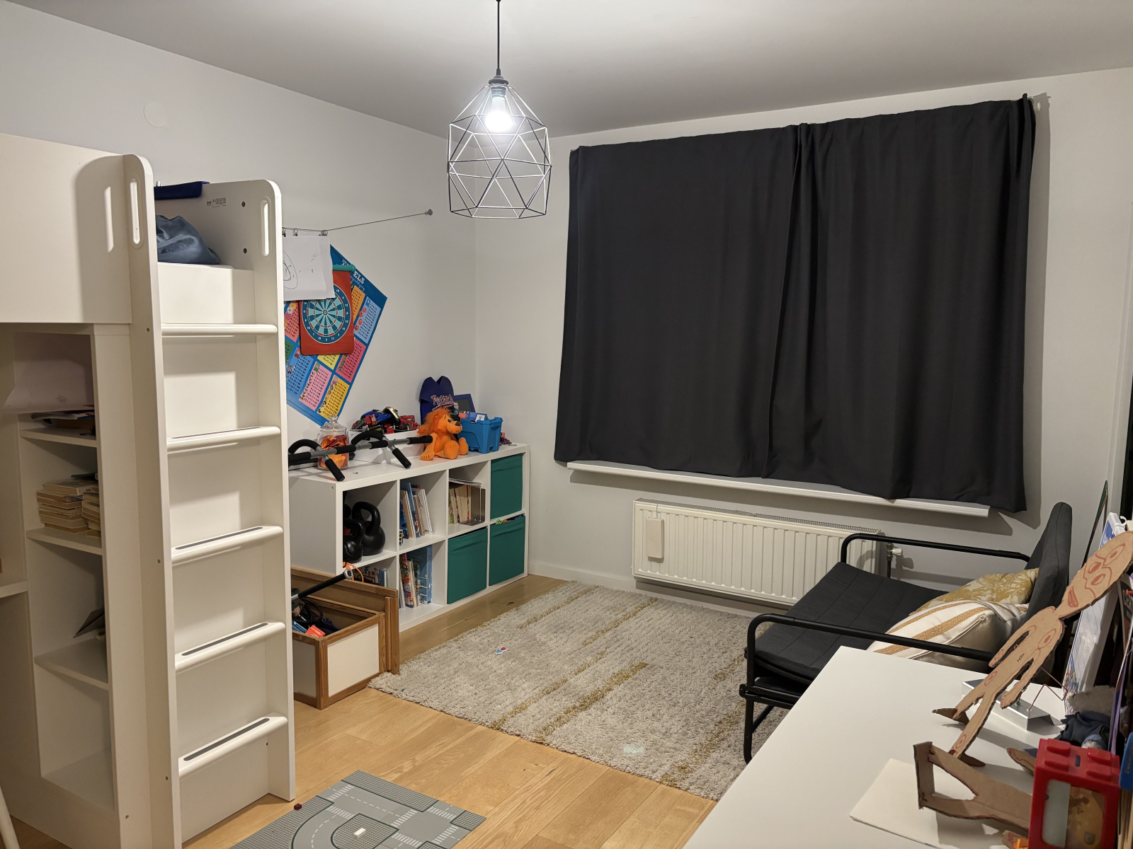 Child’s bedroom 1. Bed (up high) 90x200cm + pull out sofa bed (for child)