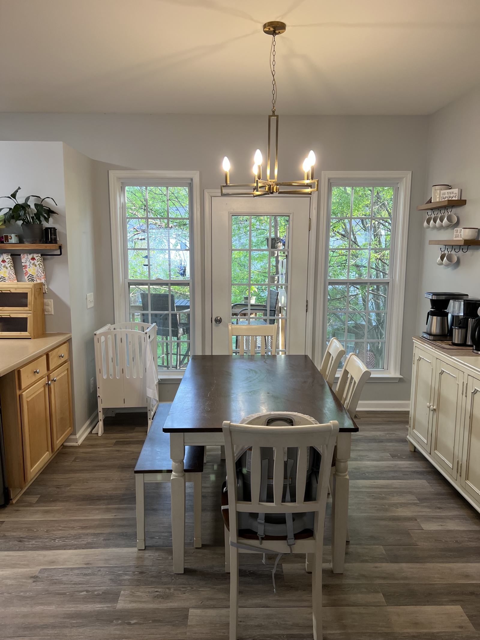 Bright, open dining area next to the kitchen