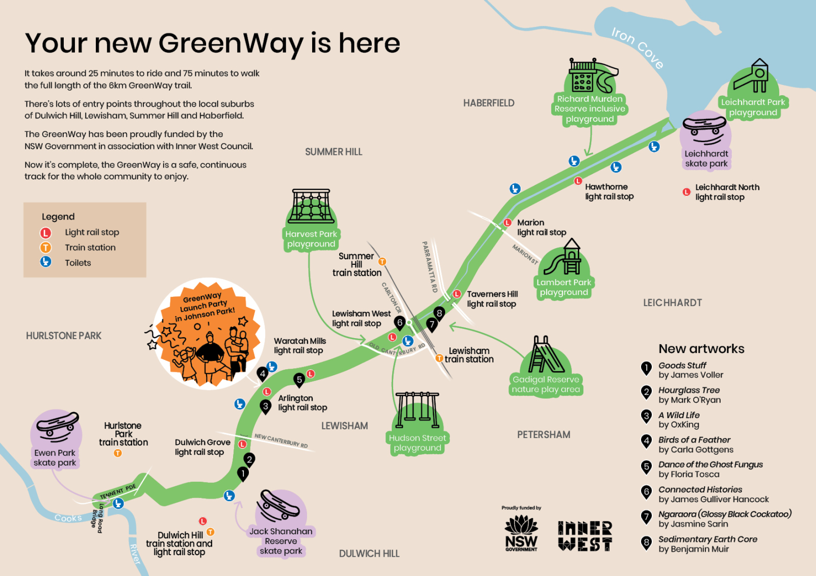 We live on The Greenway, which leads to The Bays and Sydney Harbour!