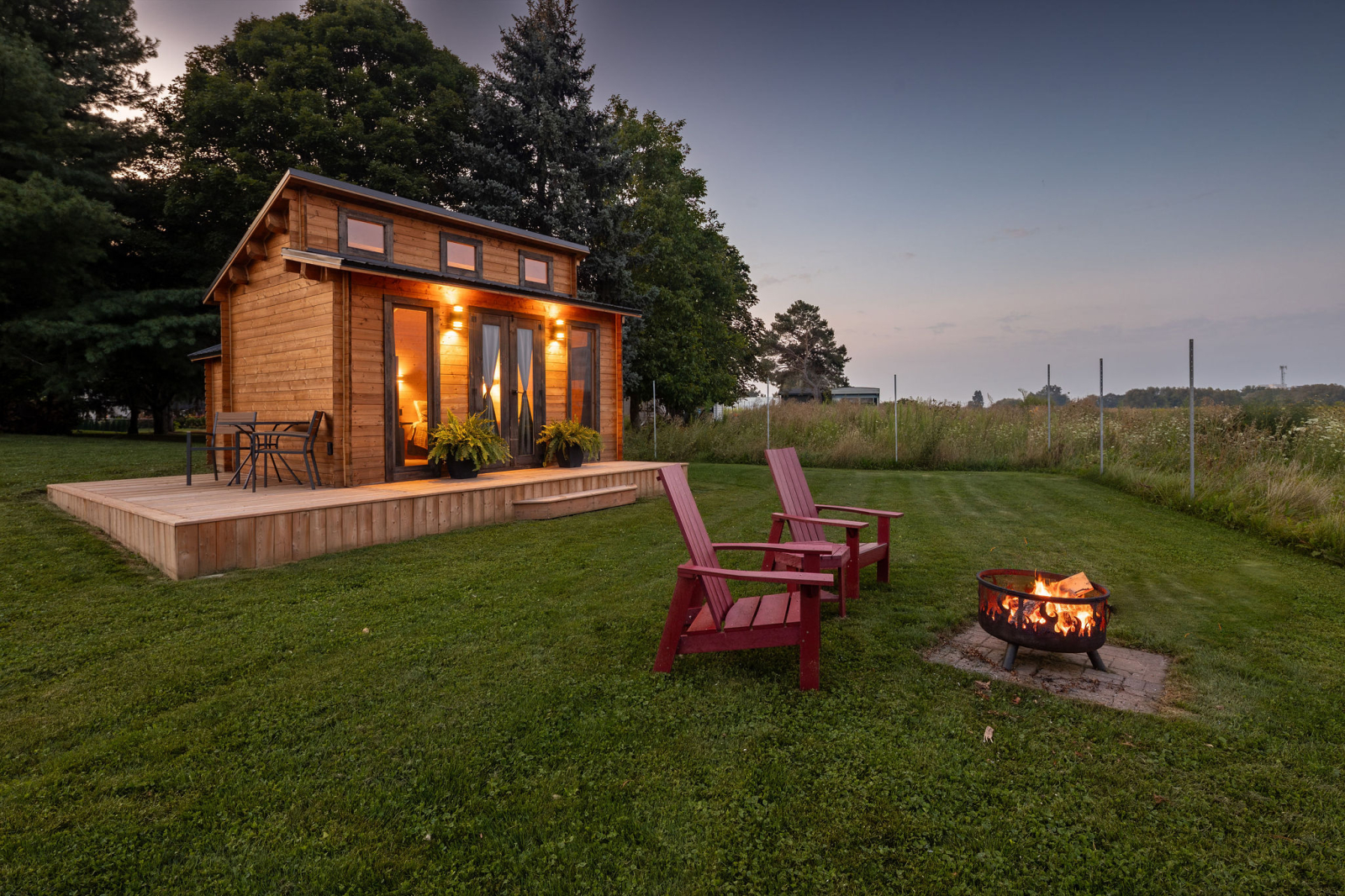 Outdoor fire pit and fire wood