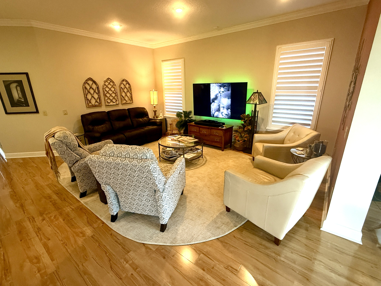 Living room with entertainment center
