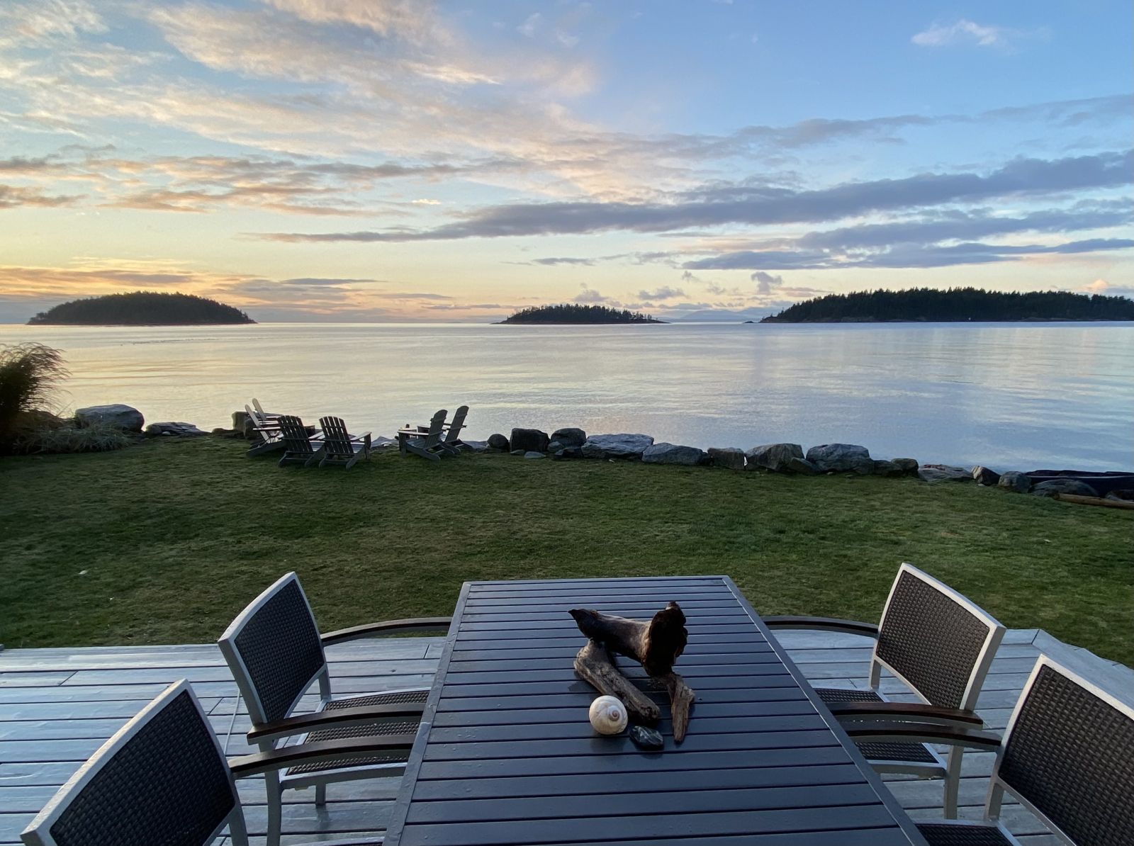 The Trail Islands at sunset.