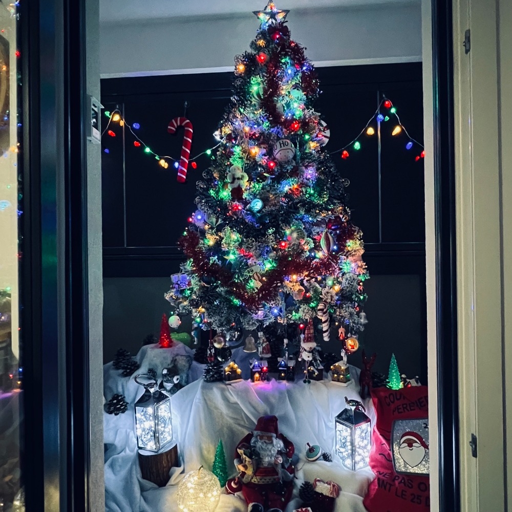Our loggia takes on the air of a Christmas Party!