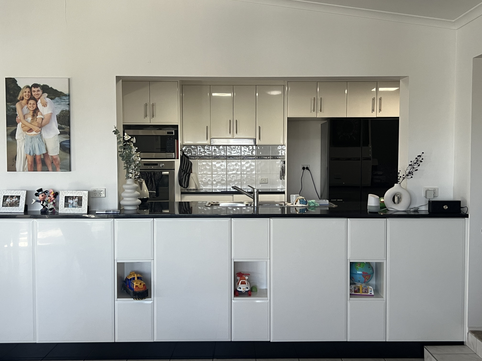 View from family room to kitchen.