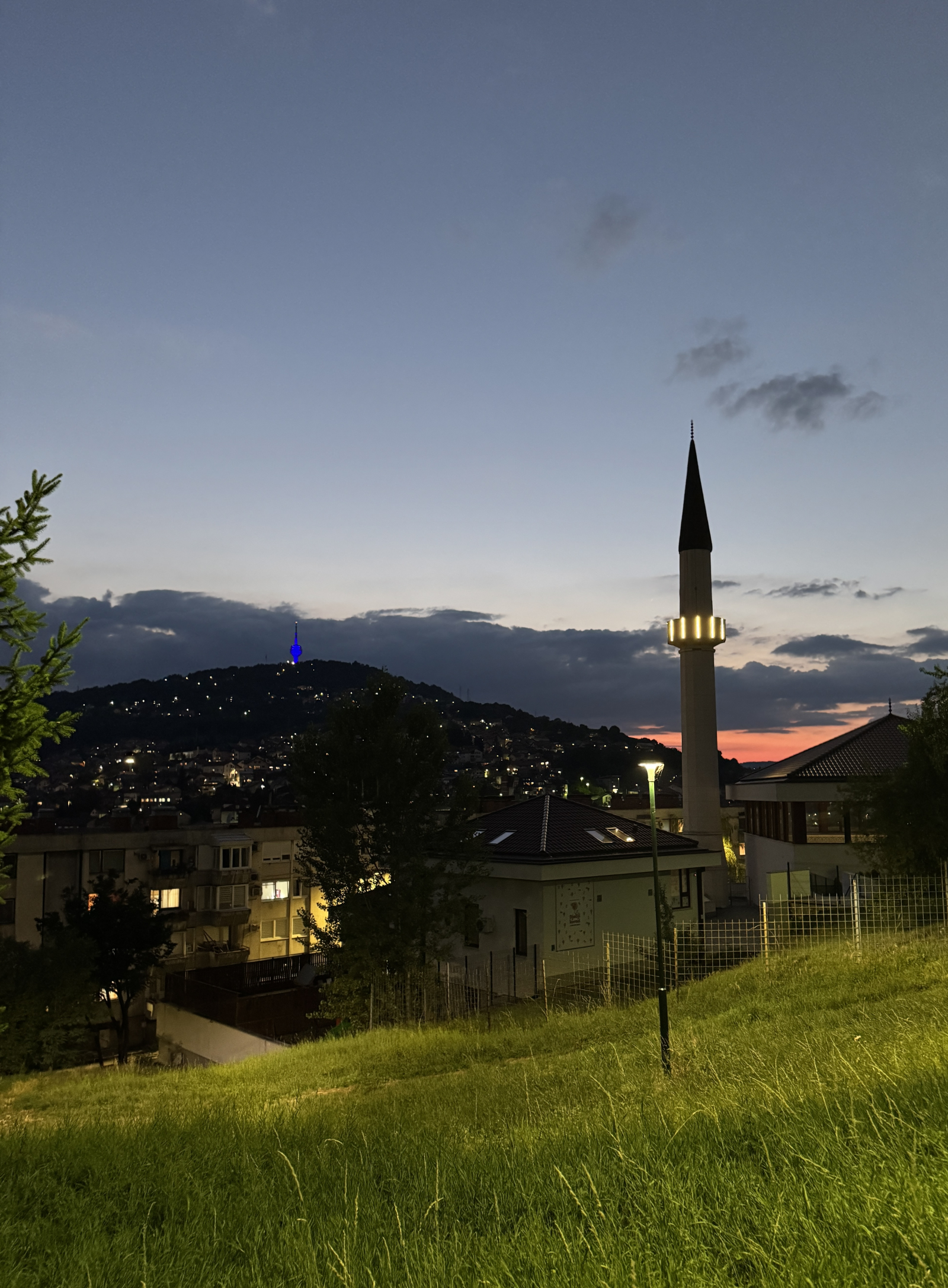 A view of the Hum Tower and the local mosque from just up the hill from our apartment.