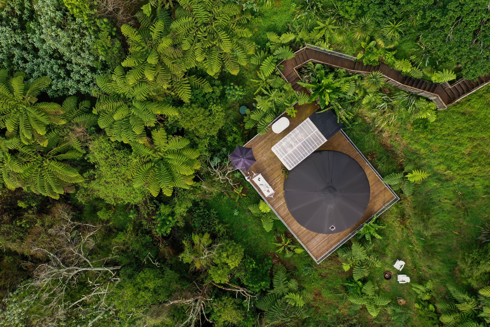 YURT surrounded by trees