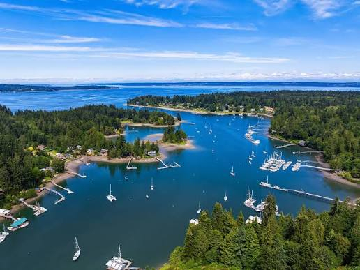 Nieuw huis met uitzicht op het water van Puget Sound en het centrum van Seattle