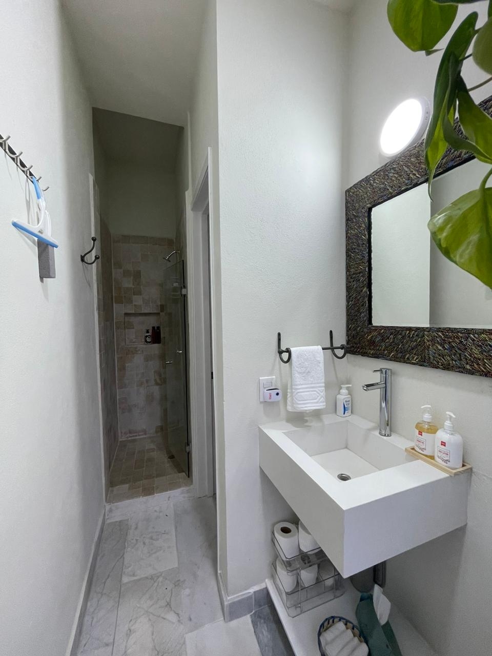 Hele gastenbadkamer in de eetkamer+
