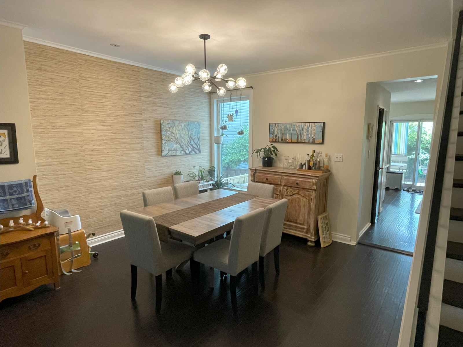 Dining area & table can seat at least 8.