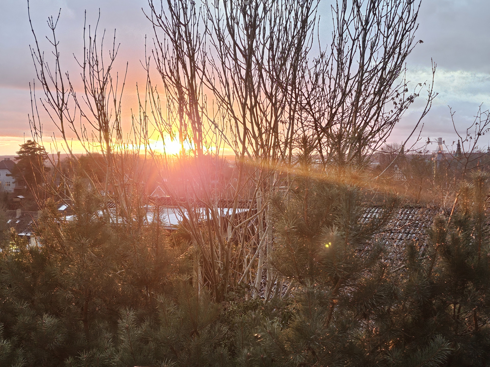 There's the most beautiful sunsets from the balcony - the living room.