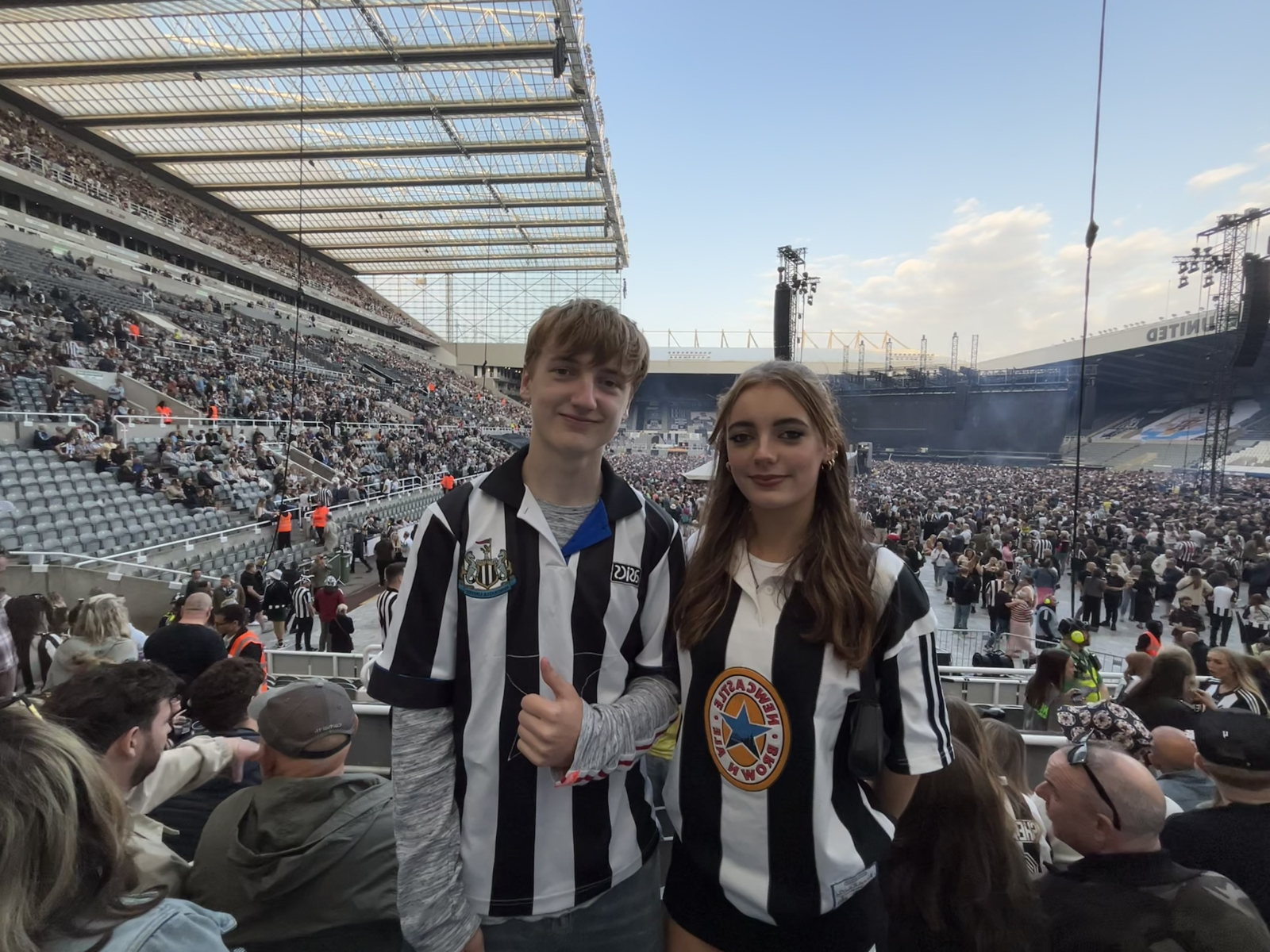 Proud NUFC fans watching local hero Sam Fender at St James Park! Geordies are the friendliest of fol ...