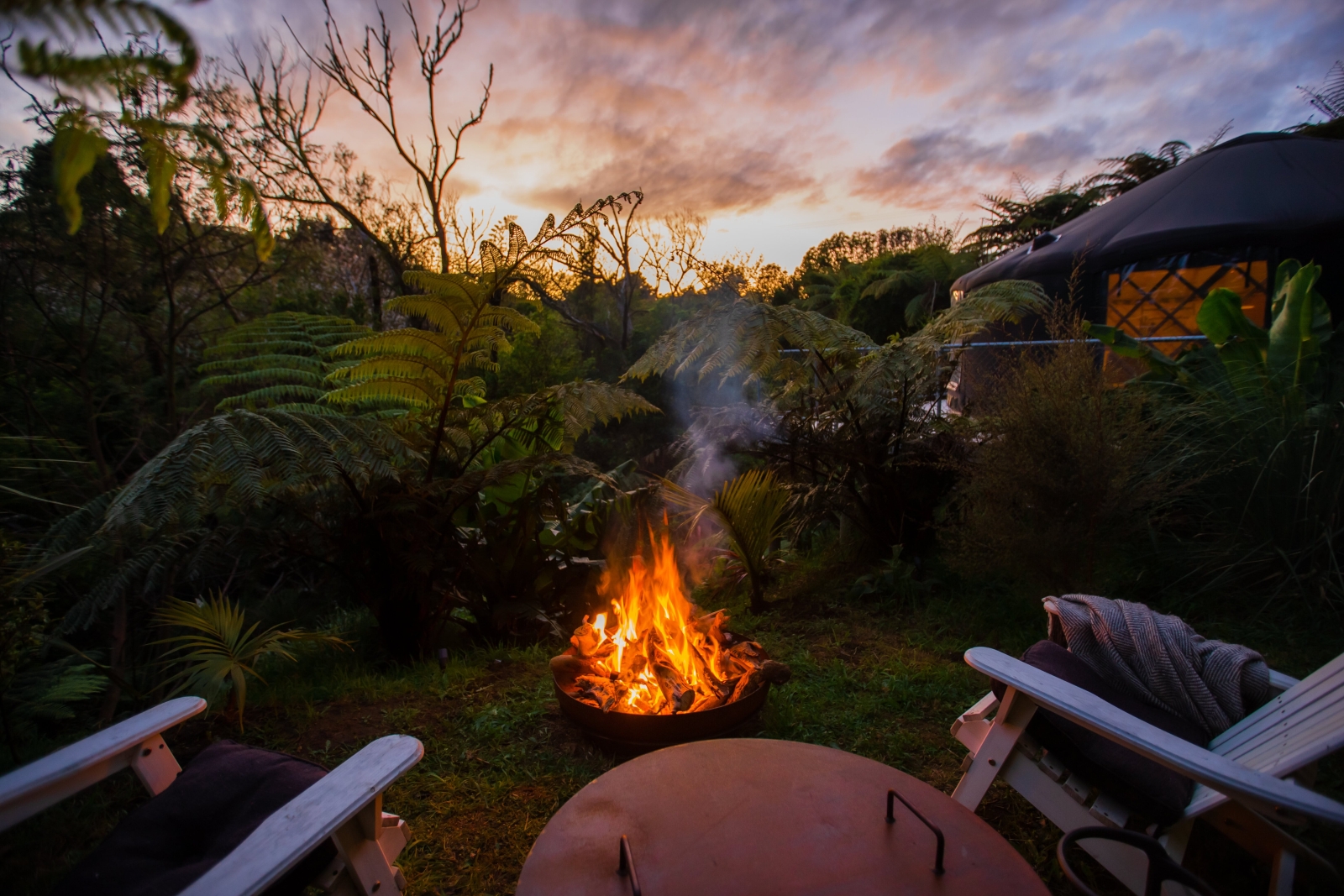 YURT surrounded by trees