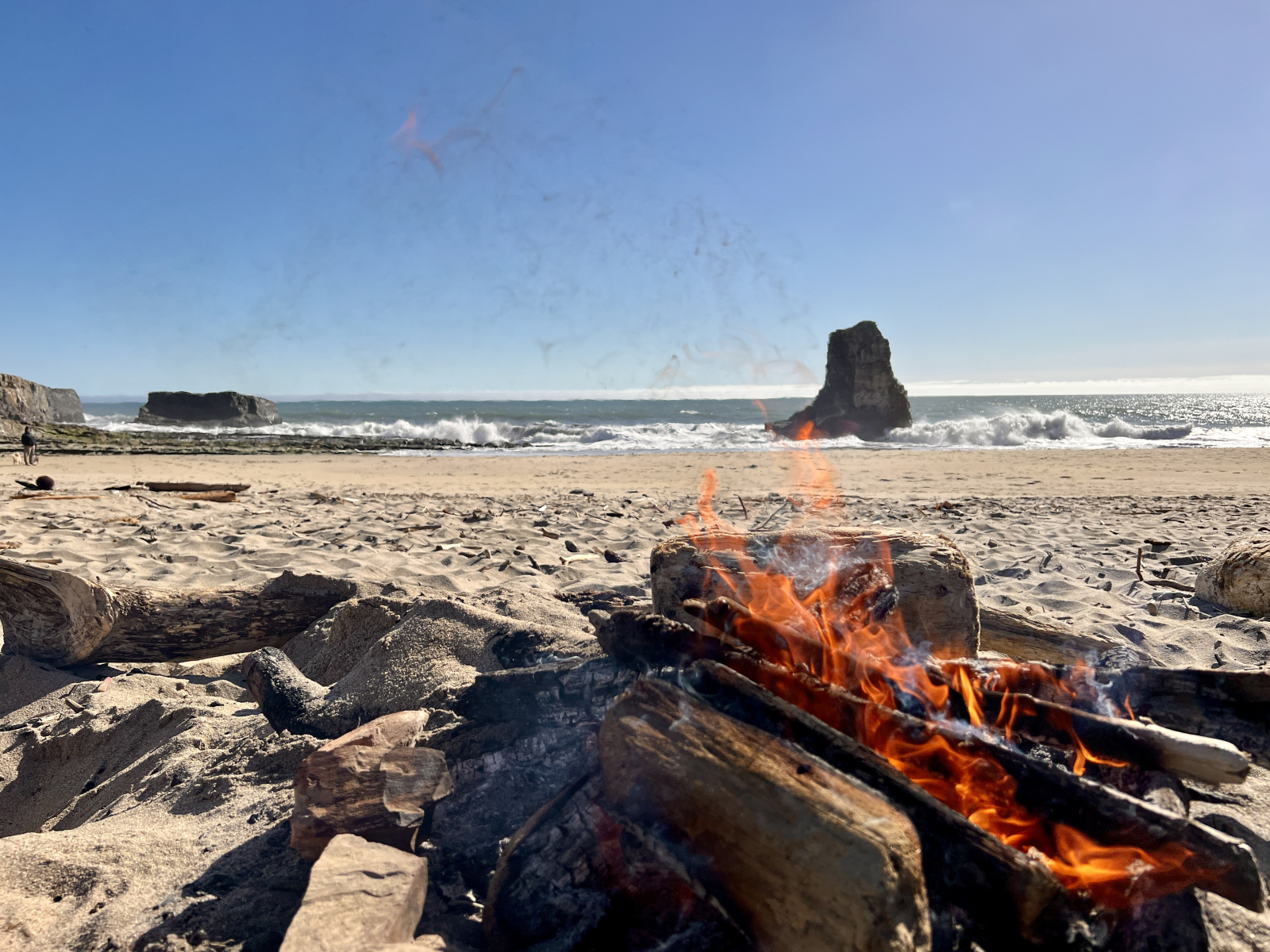 Hoewel slechts een paar van de stadsstranden van Santa Cruz vuurkorven hebben, is het vaak gemakkeli ...