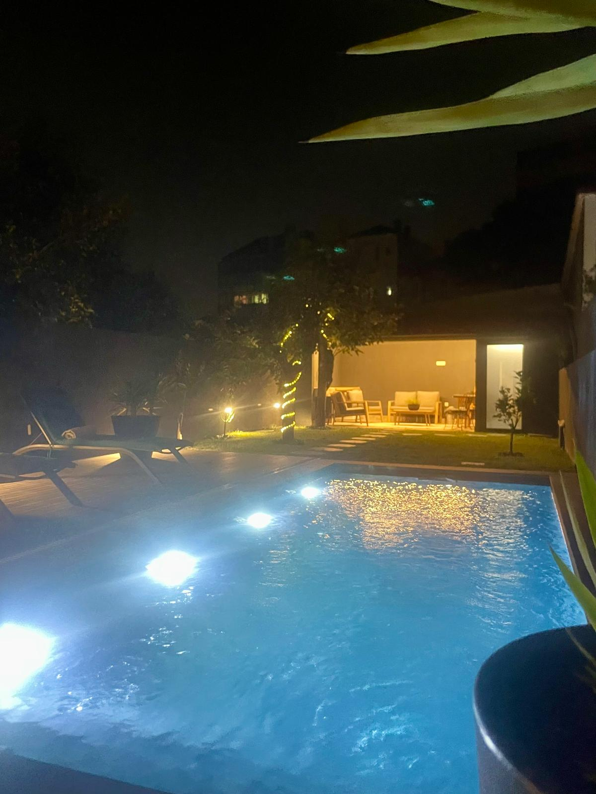 Pool view by night
