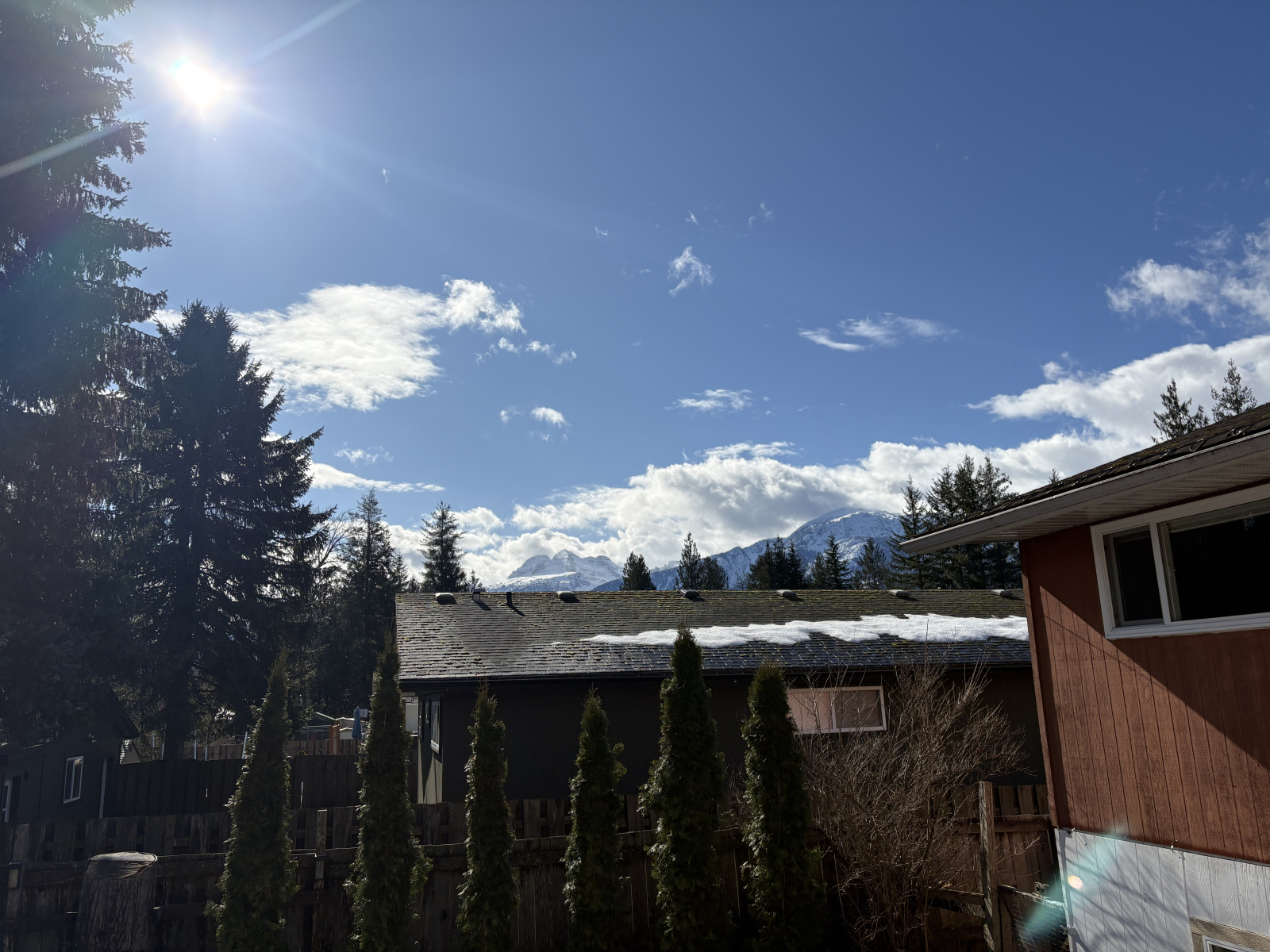 View from our back deck in our fenced yard - Mt Begbie and Mt MacPherson. Mt Revelstoke and Mt McKenzie viewed by turning left.