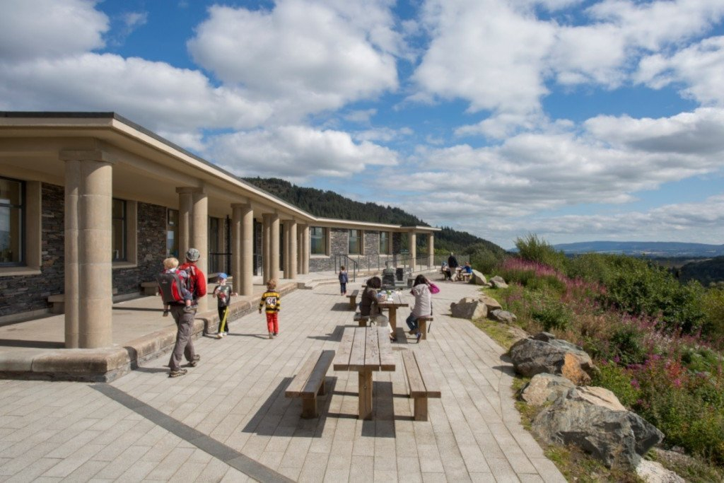 David Marshall lodge in Aberfoyle. Er zijn hier veel gemarkeerde paden in de buurt!
