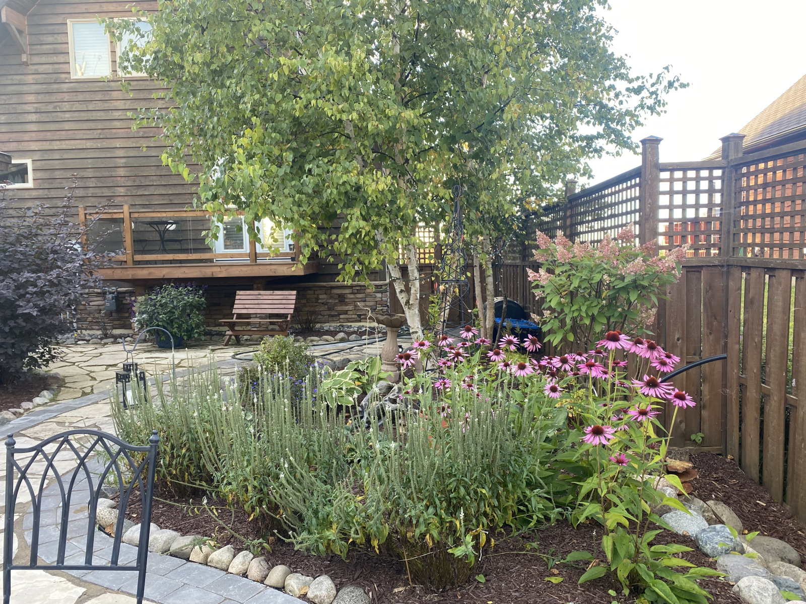 West facing entry courtyard