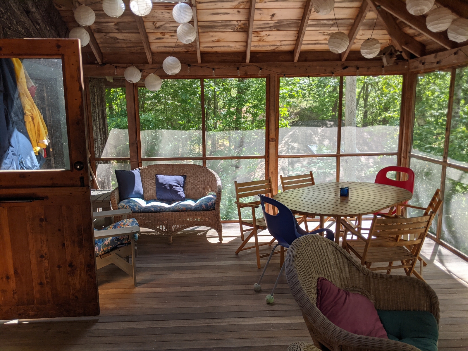 Family cabin at former sleepaway camp with docks, kayaks, and field