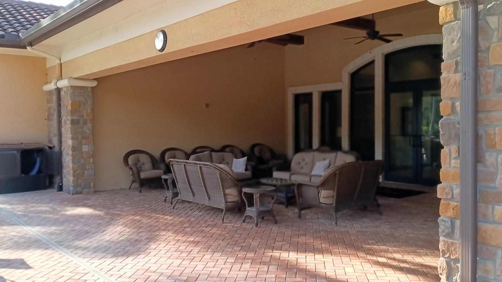 Covered area around the pool