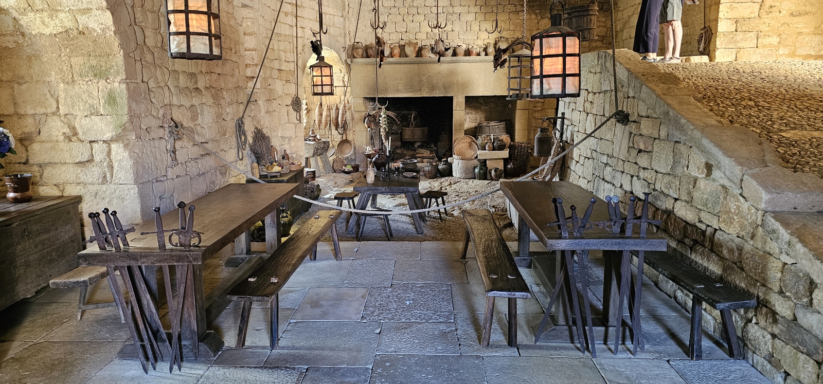 Beynac castle. I love that they have a built in sword-holding thingy for the table