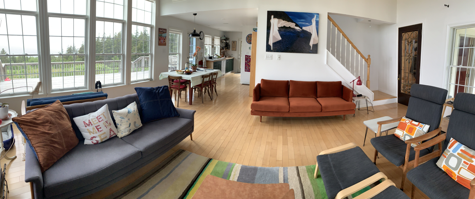 Living room, dining room & kitchen view